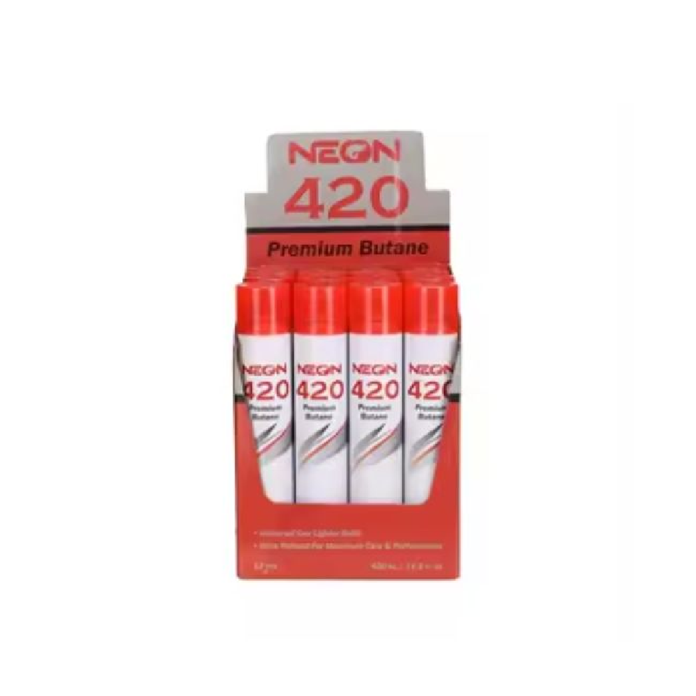 Neon 420 Premium Butane (12ct Display) - White 420mL