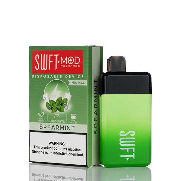 SWFT Mod Disposable | 5000 Puffs | 15mL | 50mg | MOQ 10 | Spearmint with Packaging