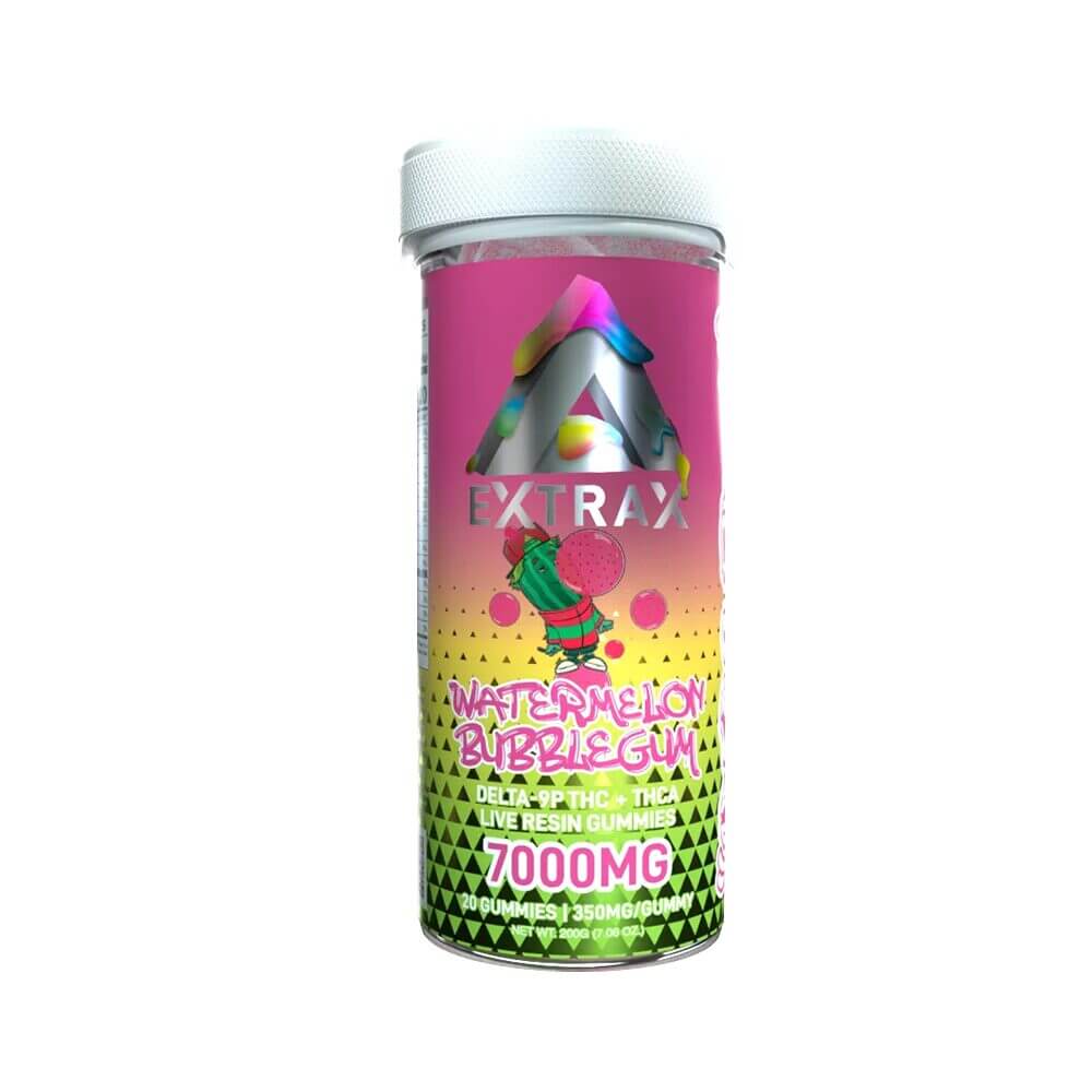 Adios Blends D9 + THCA LR Gummies (7000mg 20ct Jar) Watermelon Bubblegum