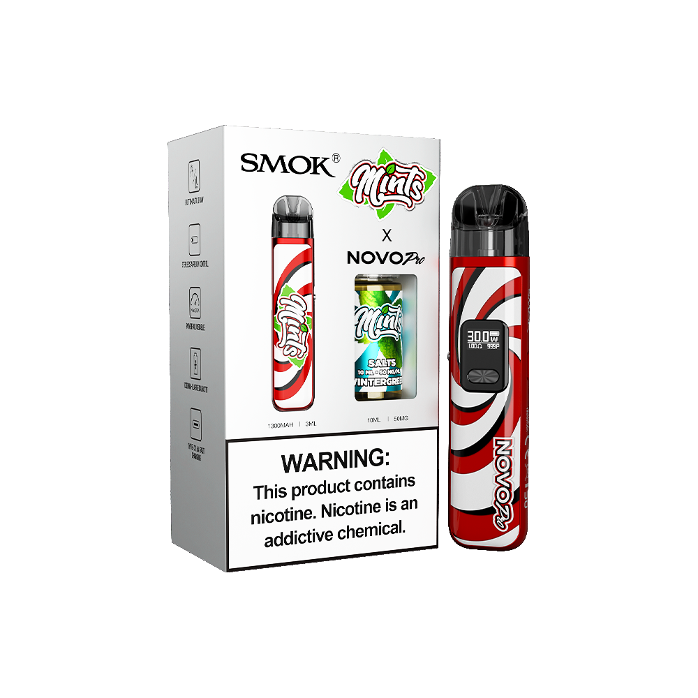 Collab Bundle – SMOK Novo Pro Device + Daddy’s Vapor 10mL Juice - Wintergreen with packaging