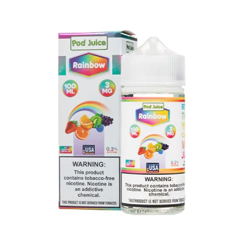 Pod Juice Series E-Liquid | 100mL | 3mg | (Freebase) | Rainbow with packaging