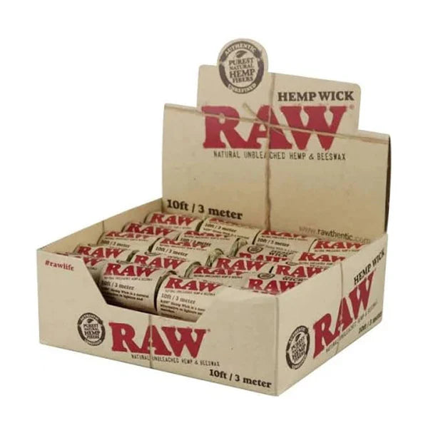 Raw* (DISPLY 40pc)(Hemp Wick)(10ft/3m) - Organic Hemp & Beeswax (SAS) with Packaging