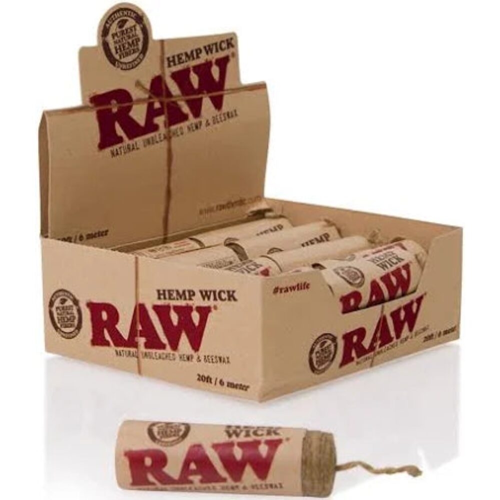 Raw* (DISPLY 20pc)(Hemp Wick)(20ft/6m) - Organic Hemp & Beeswax (SAS)