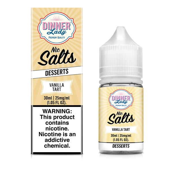 Dinner Lady SALTS E-Liquid | Vanilla Tart 30mL | 25Mg with packaging