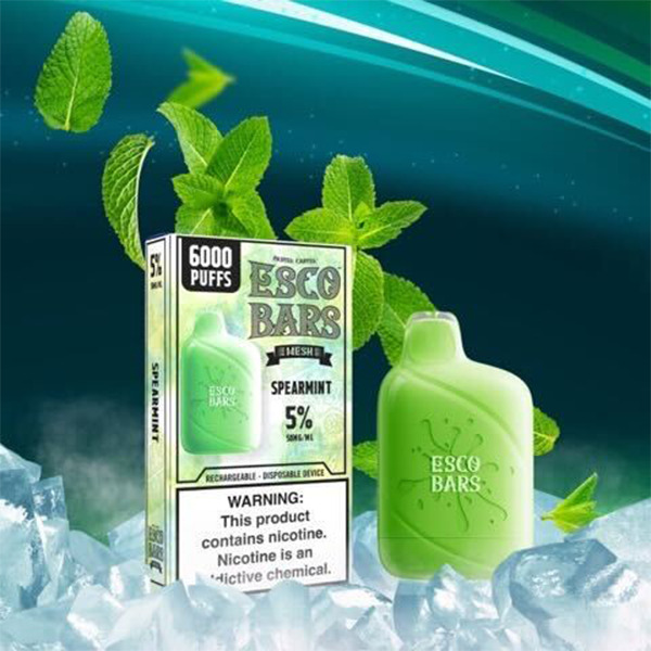Esco Bars Mesh Disposable | 6000 Puffs | 15mL | 5% | MOQ 10 | Spearmint with Packaging