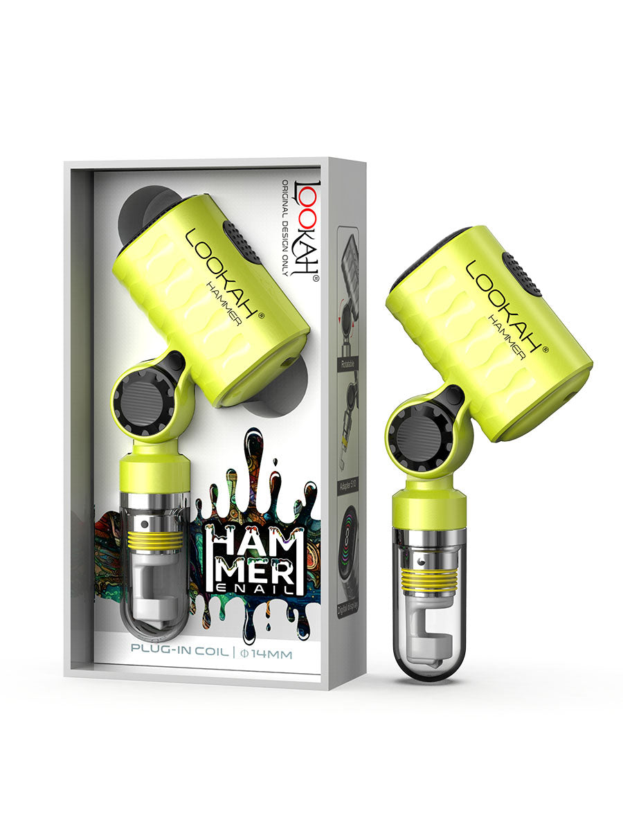 Lookah (Wax Vaporizer) Hammer E-Rig - Neon Green (Yellow) with packaging