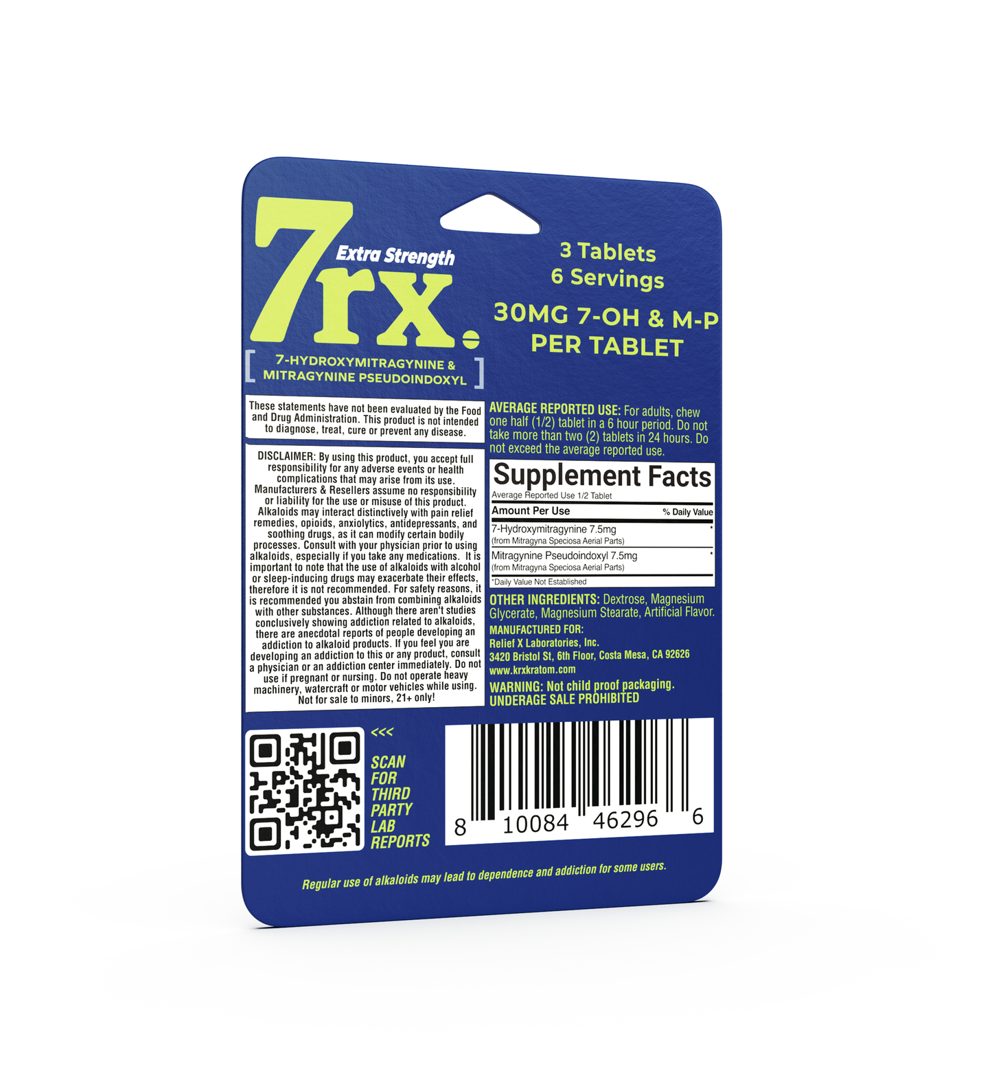 7RX Kratom Chewable Tablet 3ct Pack (20pc Display) - Blue
