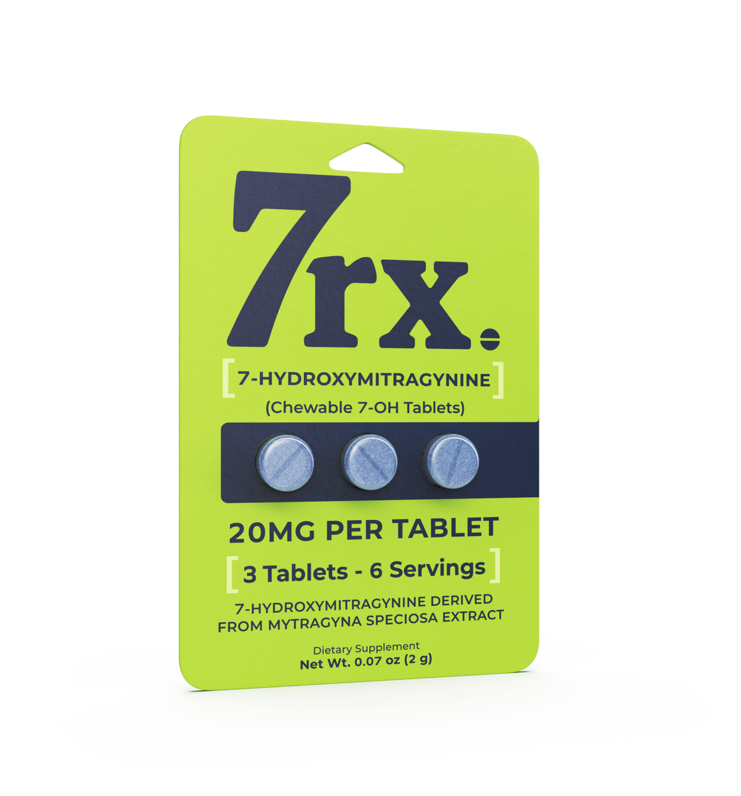 7RX Kratom Chewable Tablet 3ct Pack (20pc Display) - Green