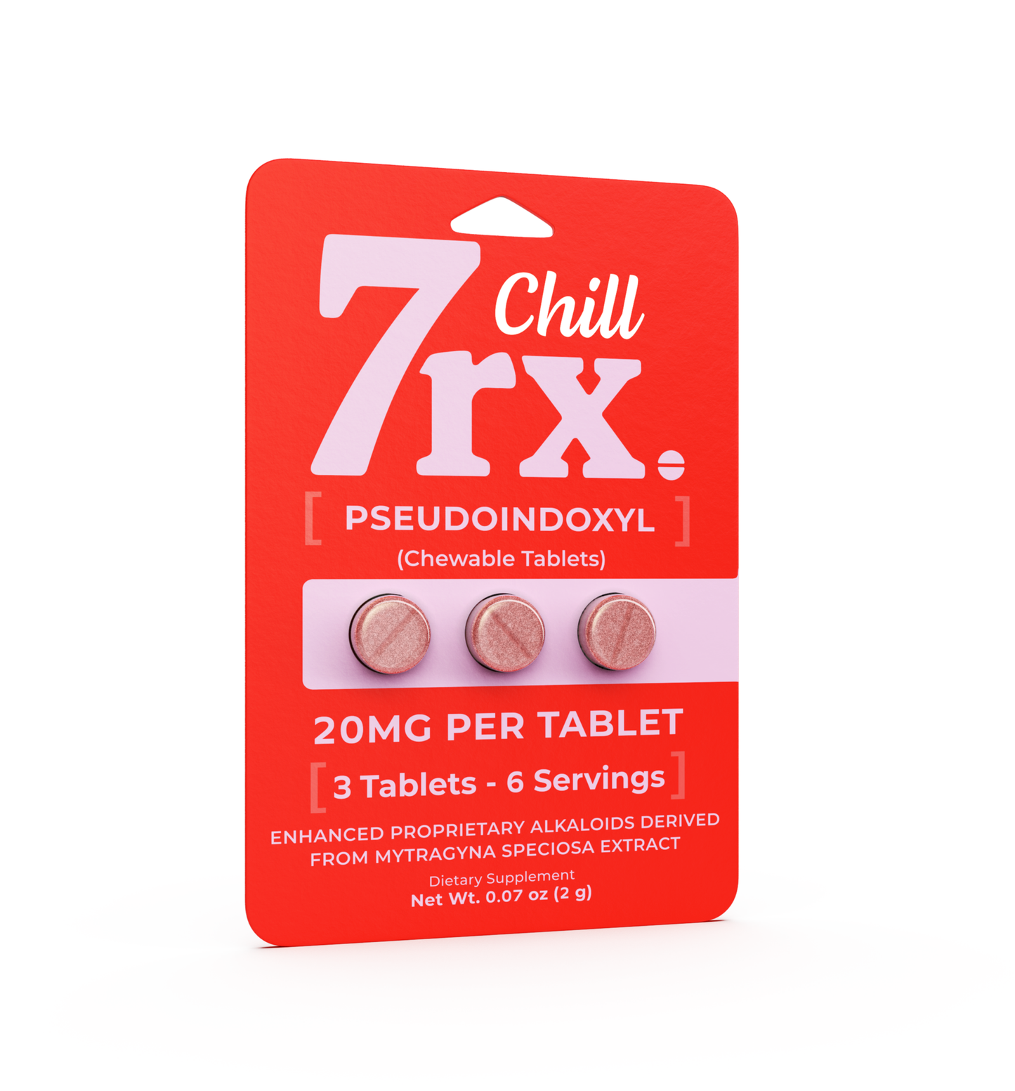 7RX Kratom Chewable Tablet 3ct Pack (20pc Display) - Red