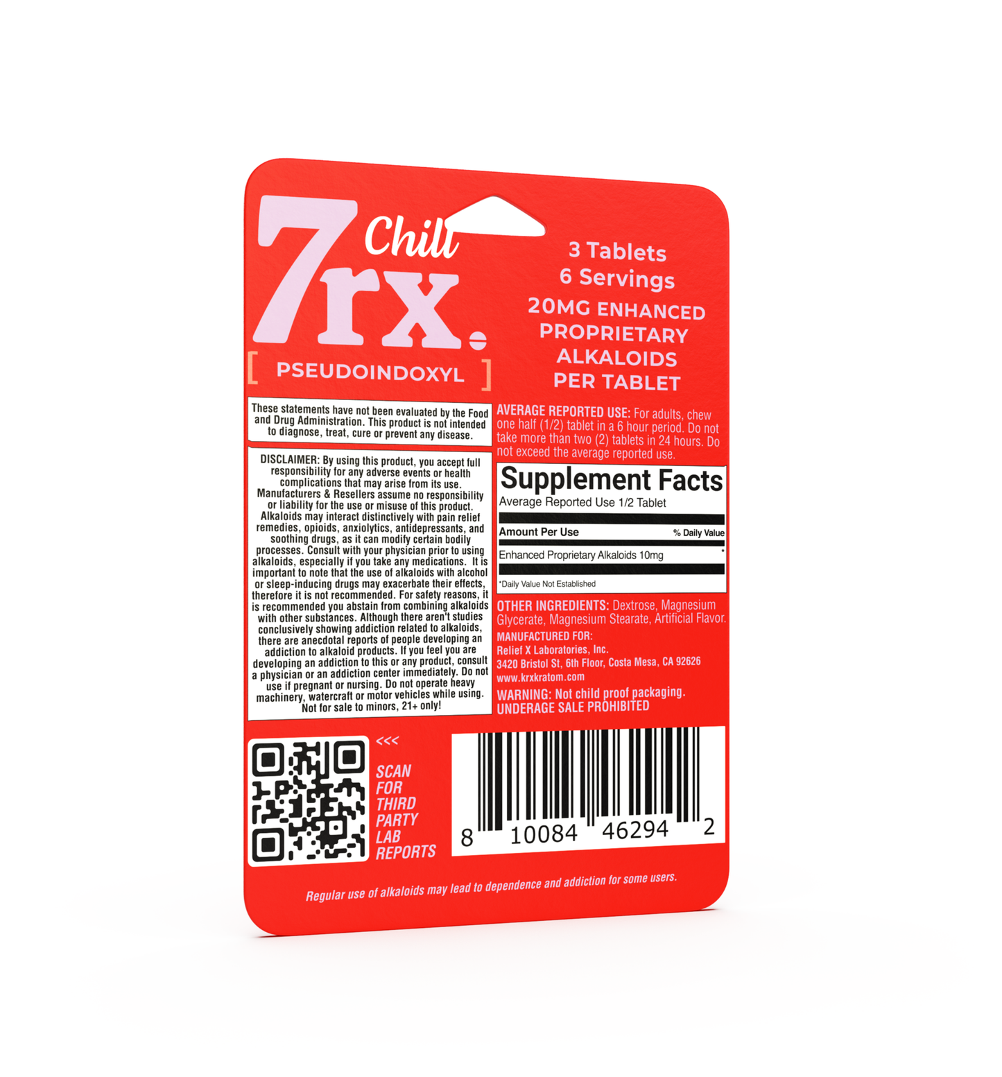 7RX Kratom Chewable Tablet 3ct Pack (20pc Display) - Red