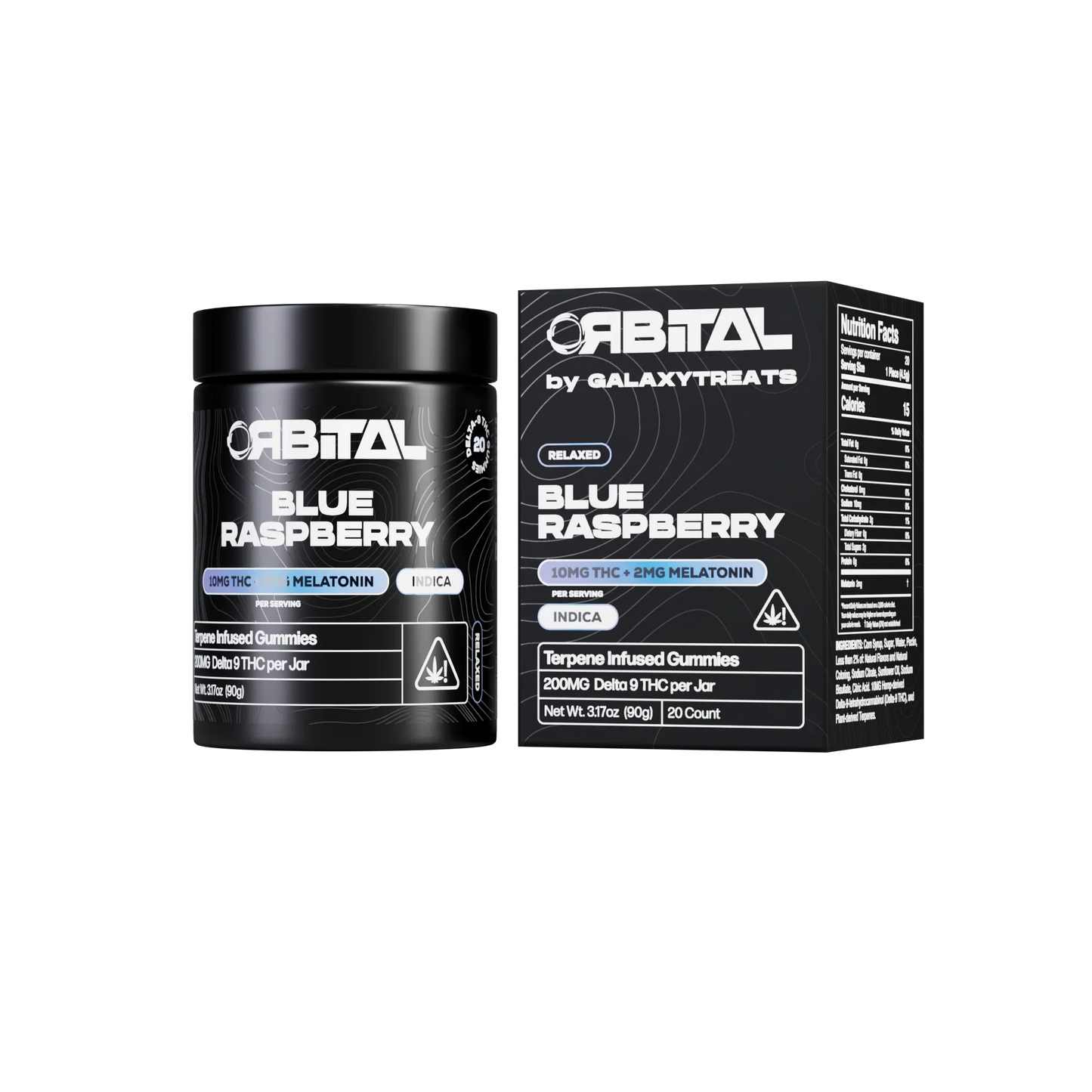 Galaxy Treats (Delta)(Gummies)(200mg 20ct Jar) Orbital - Blue Raspberry with packaging