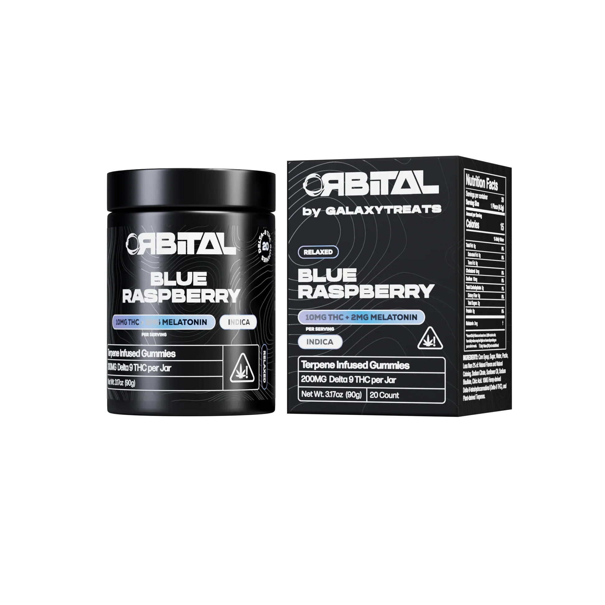 Galaxy Treats (Delta)(Gummies)(200mg 20ct Jar) Orbital - Blue Raspberry with packaging