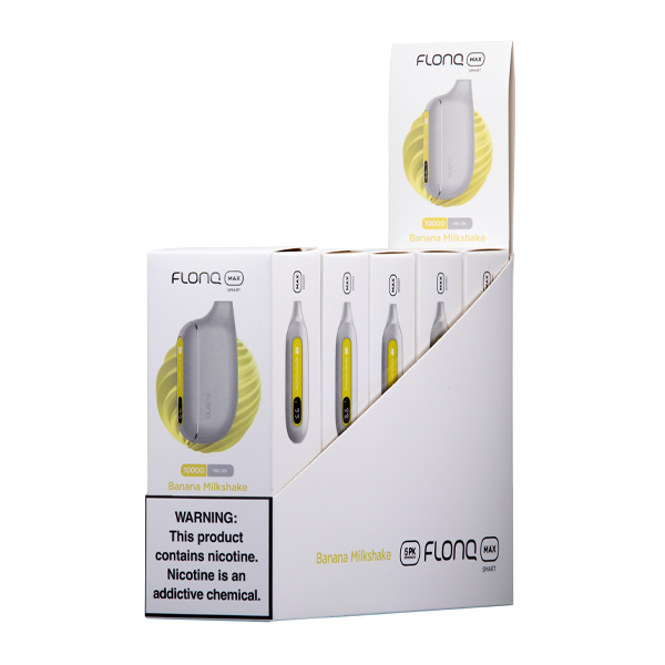 FLONQ Max Smart Disposable | 10000 Puffs | 14mL | 20mg | MOQ 5 | Banana Milkshake 5 Packs with packaging