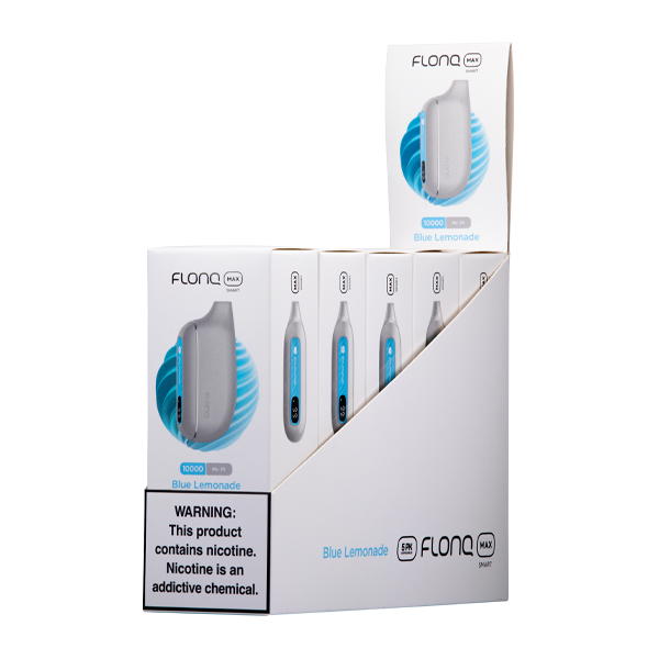 FLONQ Max Smart Disposable | 10000 Puffs | 14mL | 20mg | MOQ 5 | Blue Lemonade 5 Packs with packaging