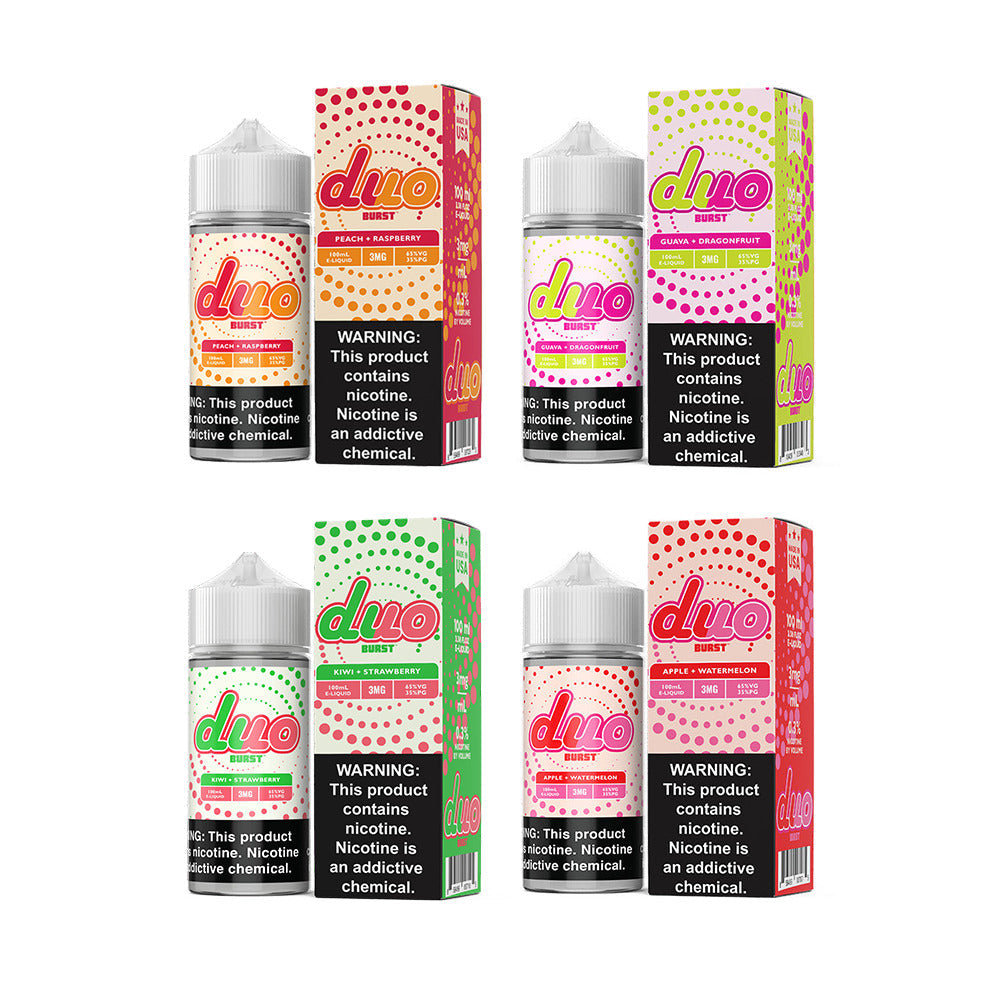 Burst Duo Series E-Liquid | 100mL | Freebase | Group Photo with packaging