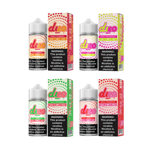 Burst Duo Series E-Liquid | 100mL | Freebase | Group Photo with packaging