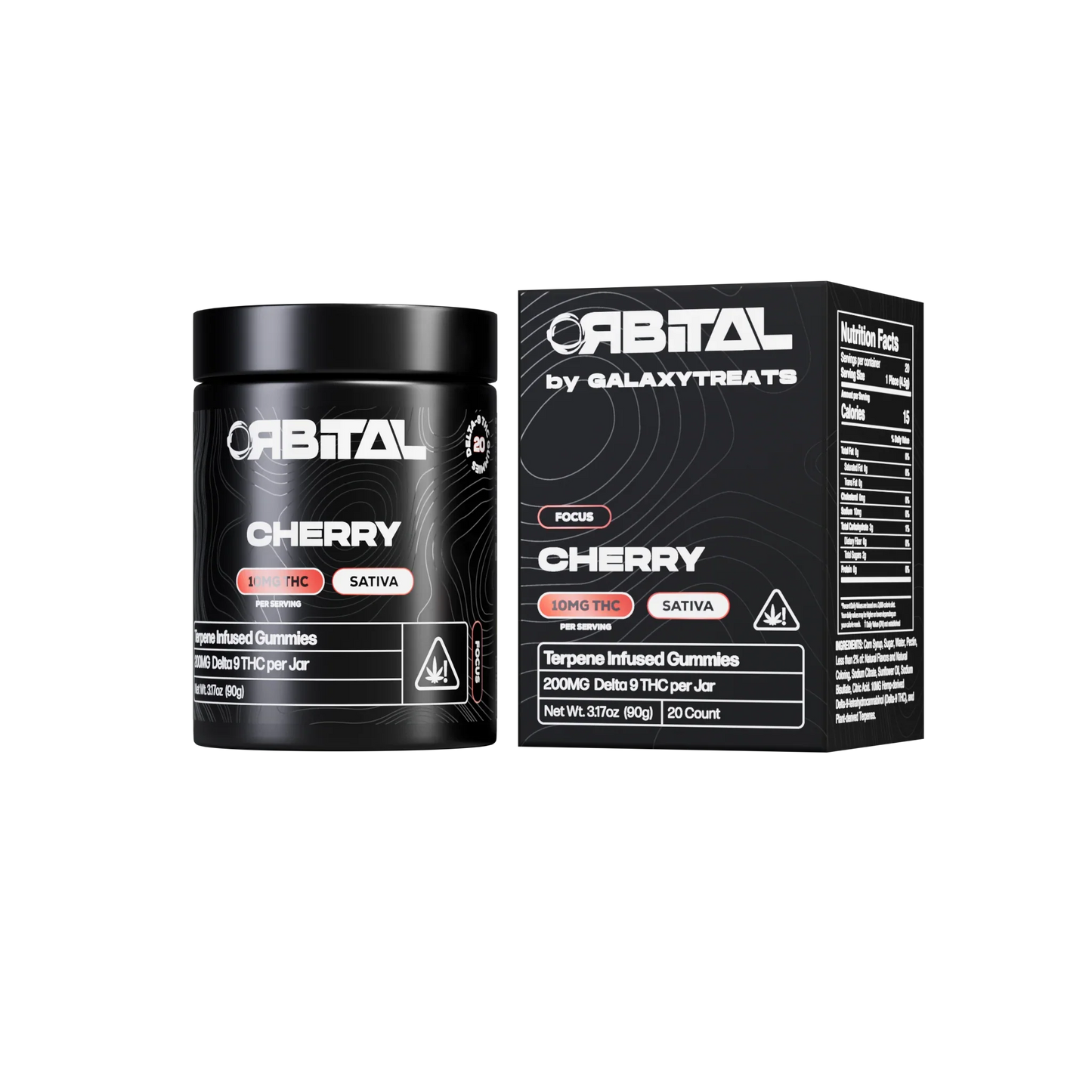 Galaxy Treats (Delta)(Gummies)(200mg 20ct Jar) Orbital - Cherry with packaging