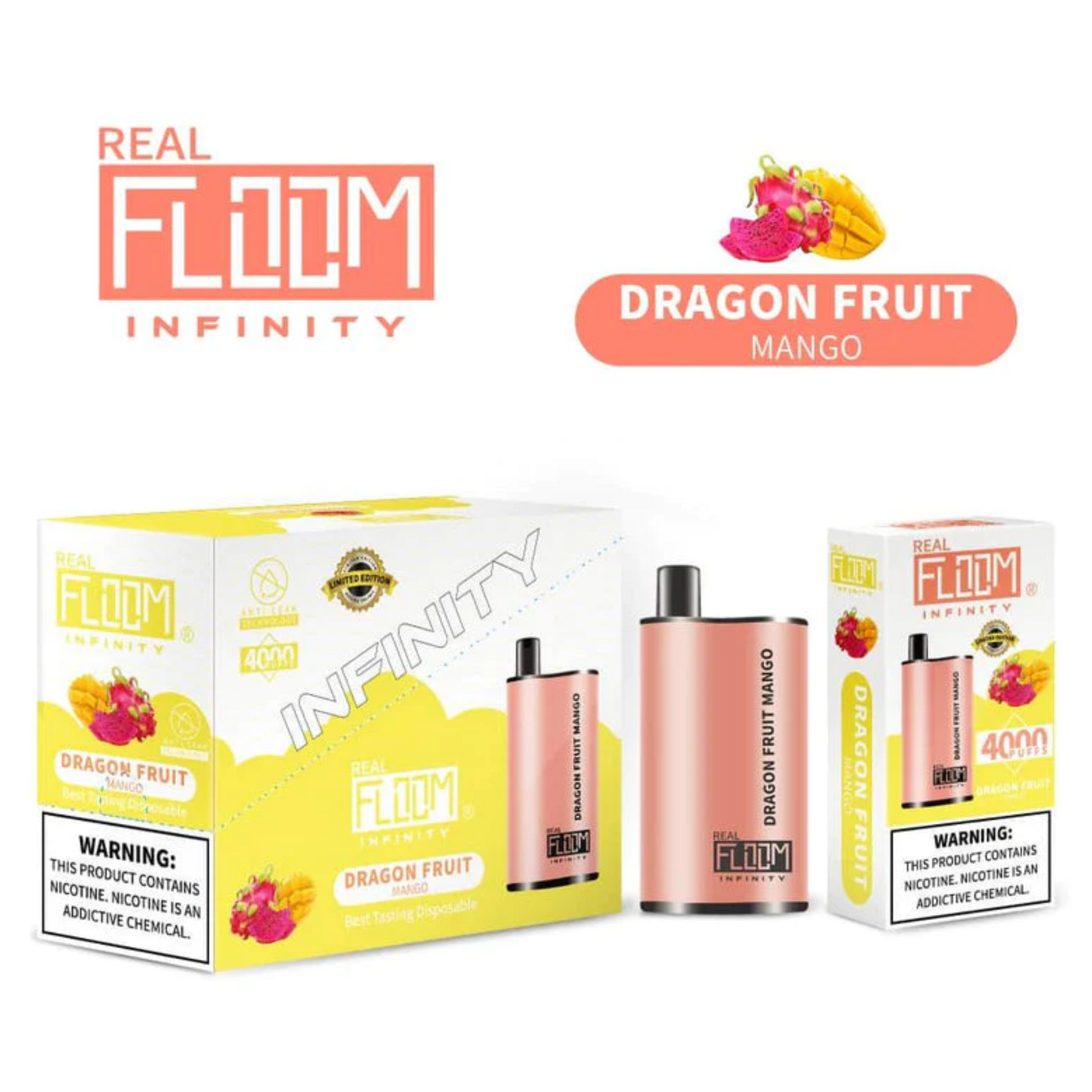 Floom Infinity Disposable 4000 Puffs 10mL 50mg | MOQ 5 | Dragon Fruit Mango with Packaging