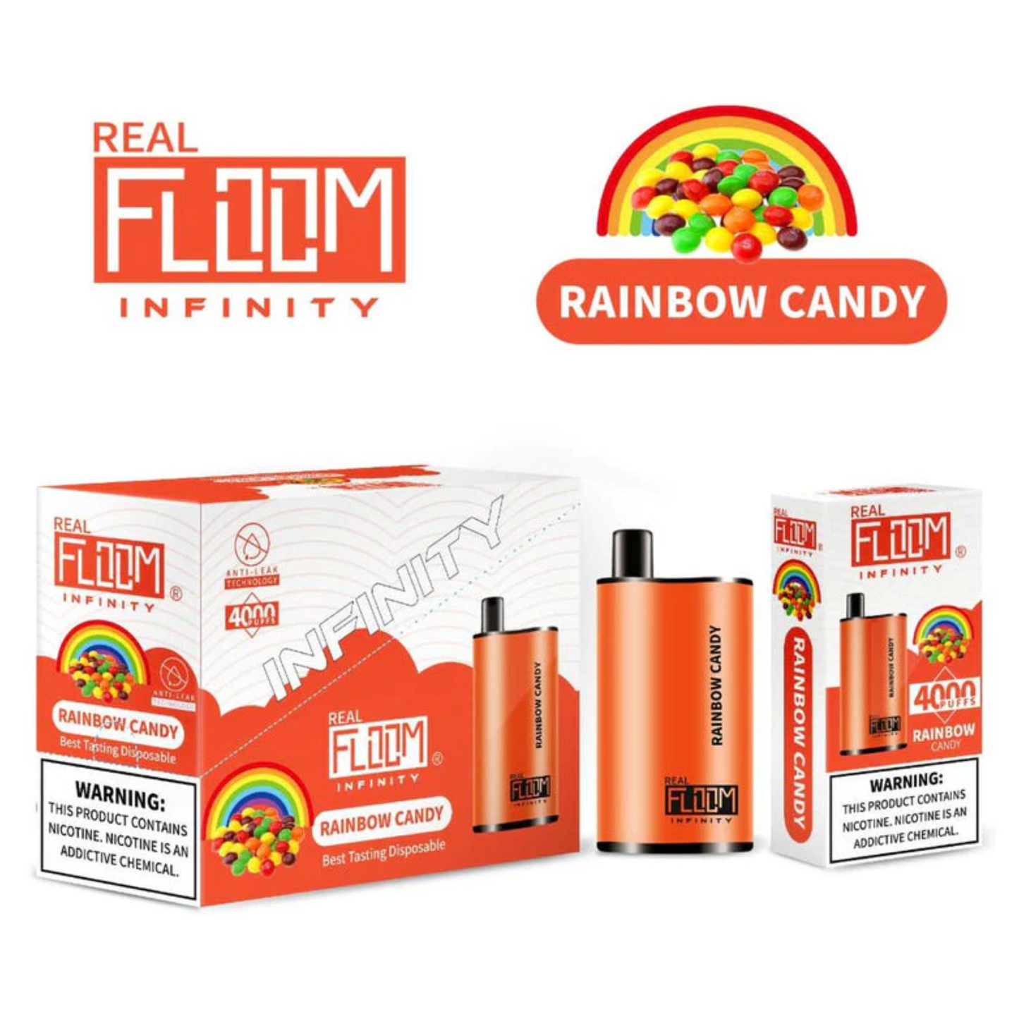 Floom Infinity Disposable 4000 Puffs 10mL 50mg | MOQ 5 | Rainbow Candy with Packaging
