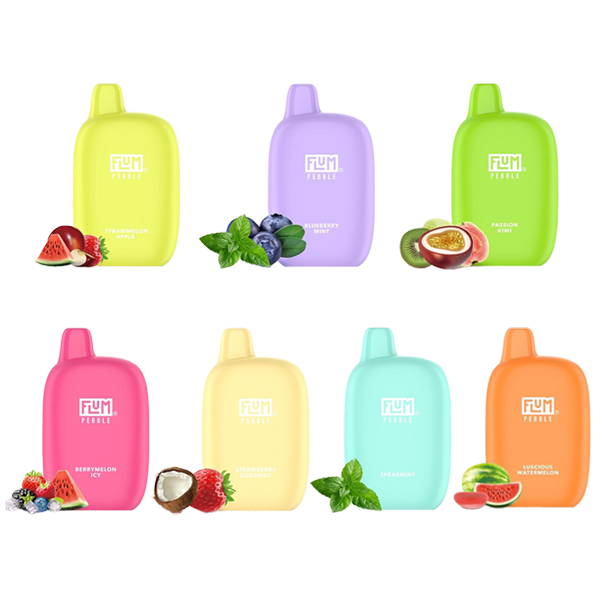 Flum Pebble Disposable | 6000 Puffs | 14mL | 50mg | MOQ 10 | Group Photo