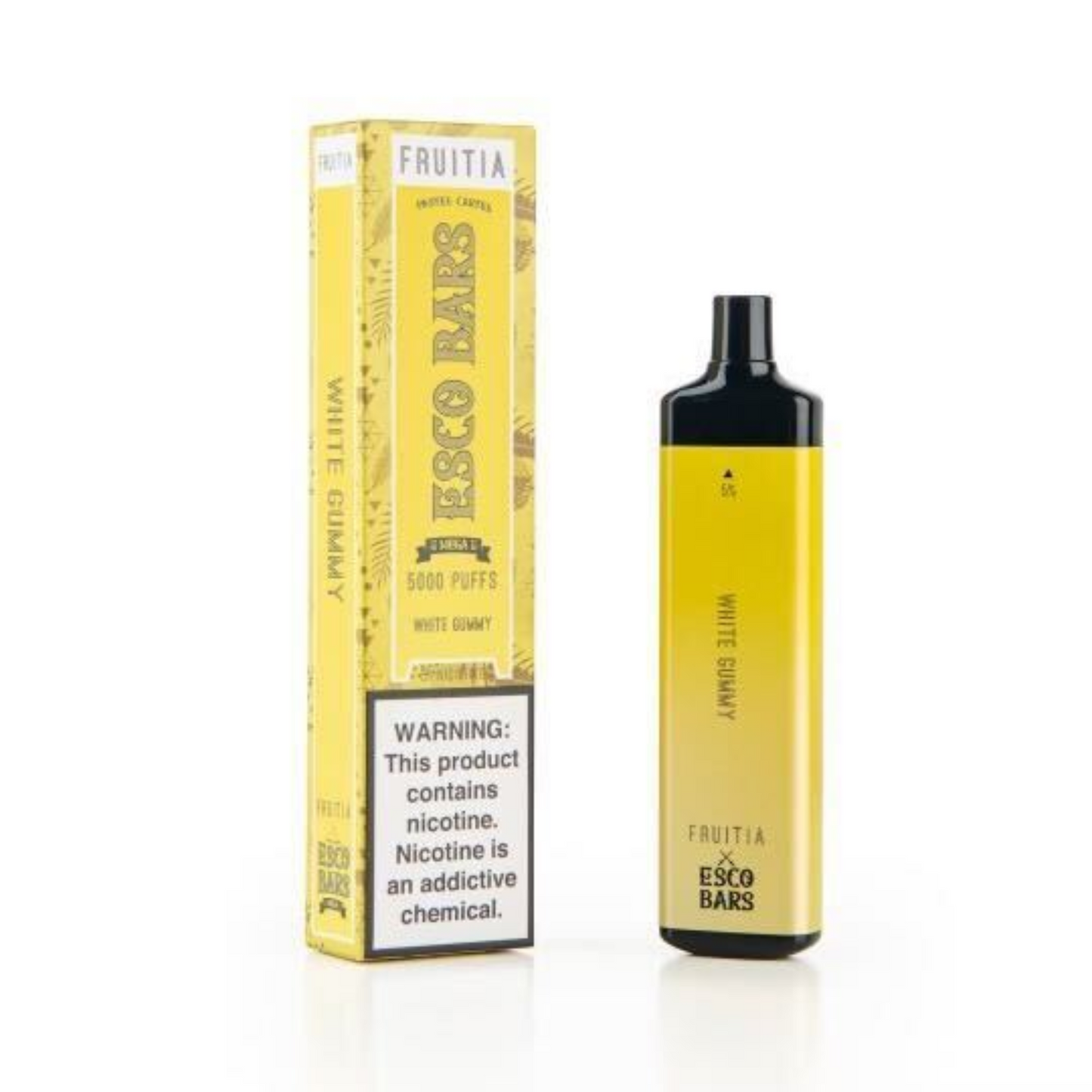 Fruitia Esco Bars Mesh Disposable 5000 Puffs 12mL 50mg | MOQ 10 | White Gummy  with Packaging