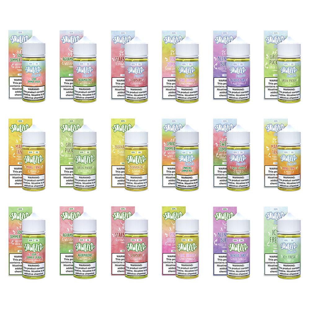 Skwezed Series E-Liquid | 100mL | (Freebase) | Group Photo with packaging