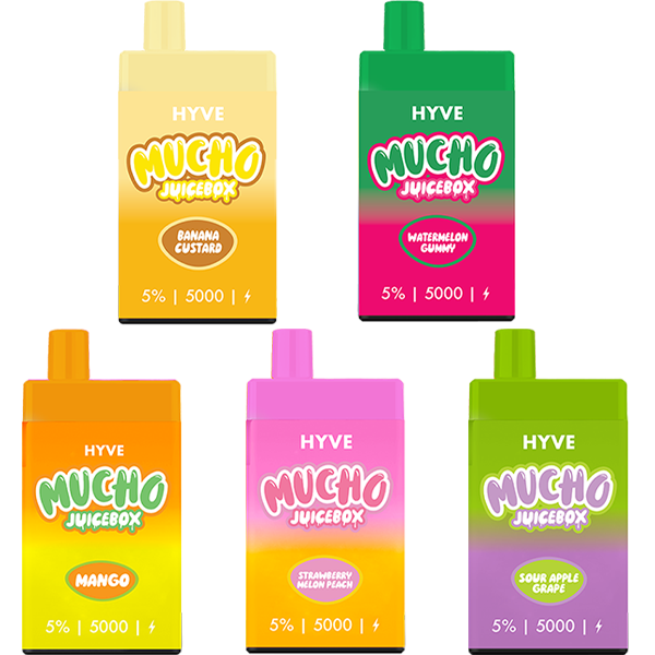 Mucho x Hyve Disposable | 5000 Puffs | 12mL | 50mg | MOQ 5 | Group Photo 