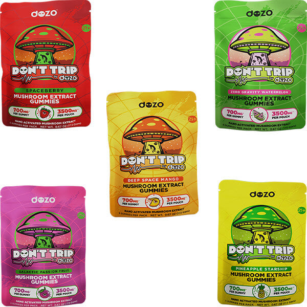 Dozo Don’t Trip Mushroom Gummies (3500mg 5ct Pouch)-Group Photo
