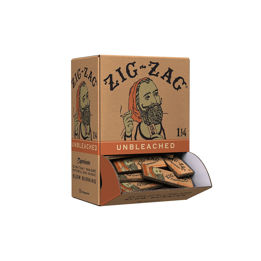 Zig Zag Unbleached Rolling Papers 1.25″ 50-Sheet Booklet (48-Booklet Gravity Feeder Display)