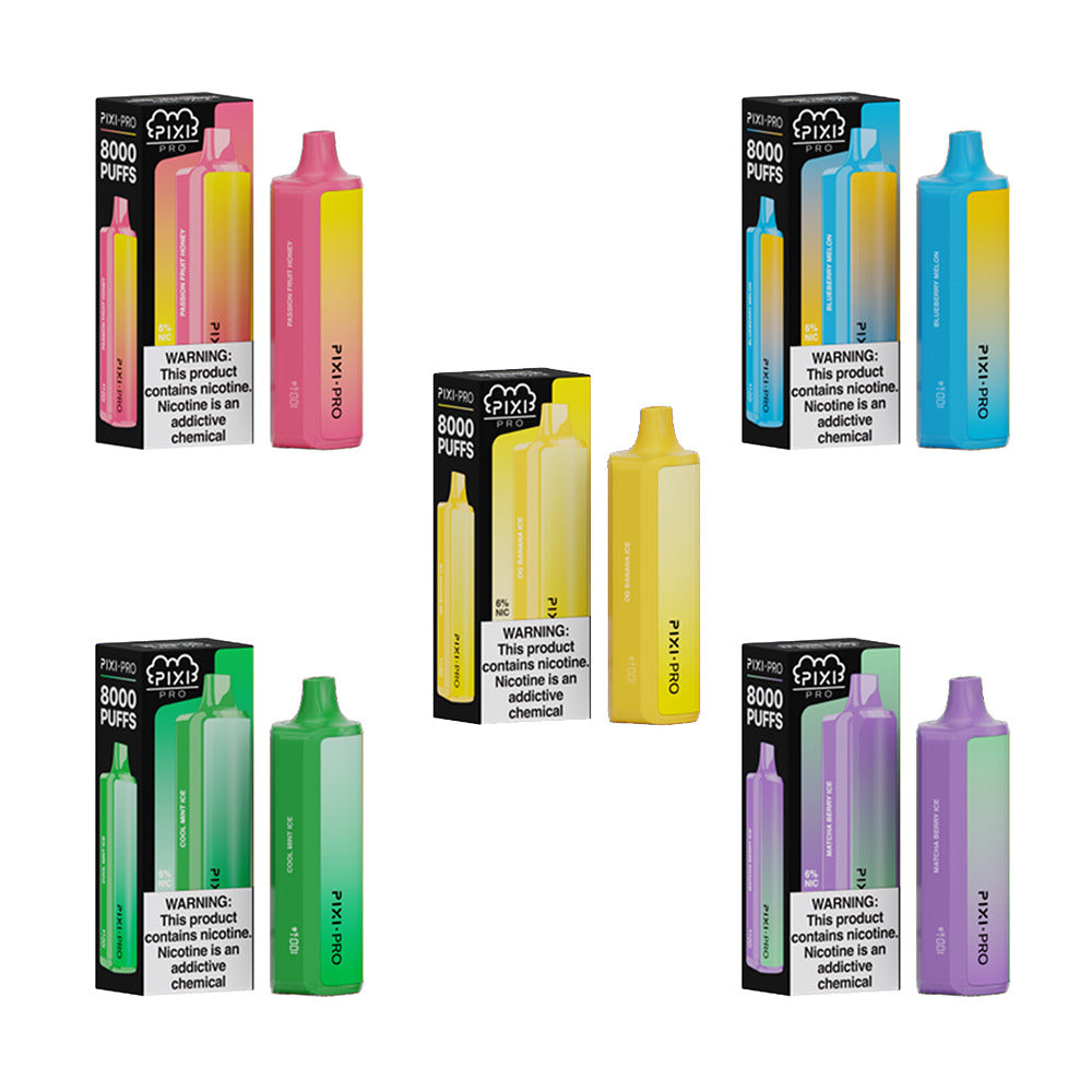 Pixi Pro Disposable | 8000 puffs | 14mL | 60Mg | MOQ 10pc | Group Photo