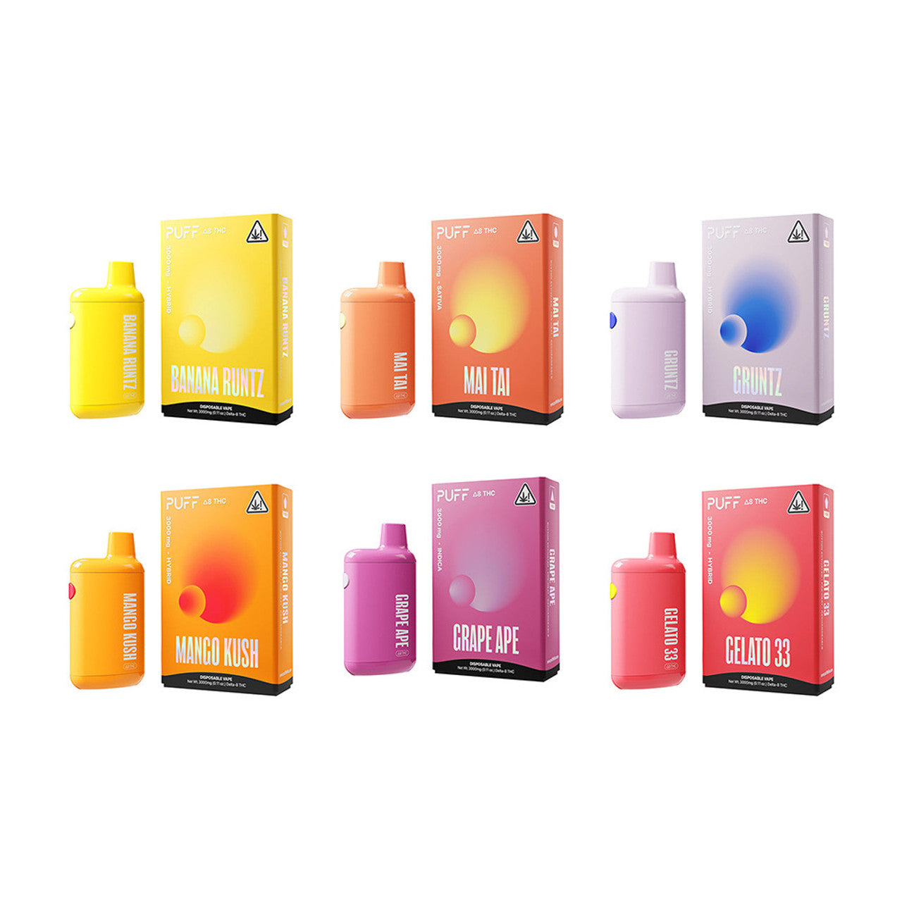 Puff Delta D8 Disposable (3g) - Group Image with packaging