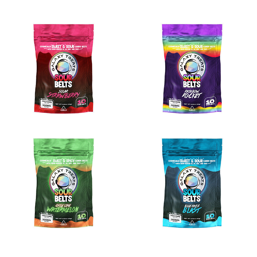 Galaxy Treats Sour Belts (3000mg 10ct Pouch) Group Photo