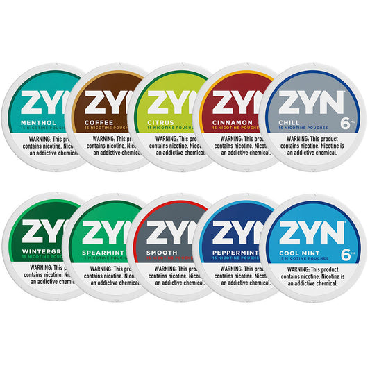 ZYN Nicotine Pouches | (15ct Can) | (5-Can Pack) | Group Photo