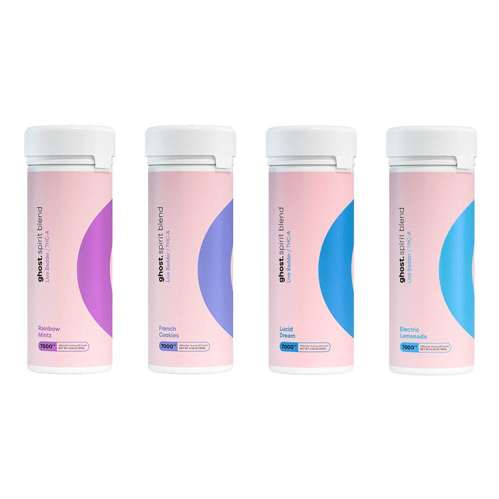 Ghost Spirit Blend THCA Live Badder Gummies (7000mg 20ct Jar)  Group Photo