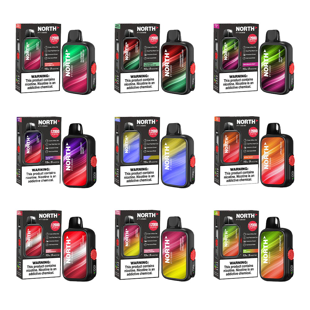 North FT12000 Disposable | 12000 Puffs | 15mL | 50mg | MOQ 5 | Group Photo with packaging