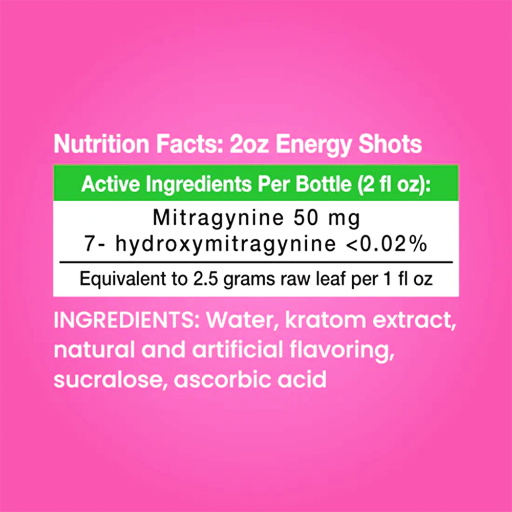 Happy Hippo Kratom Energy Liquid Shots 50mg 59mL Bottle (12pc Display)