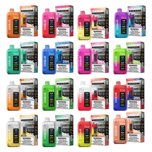 Oxbar Ice-Nic Control Pod Juice Edition Disposable | 35000 Puffs | 14mL | 50mg | MOQ 5 | Group Photo