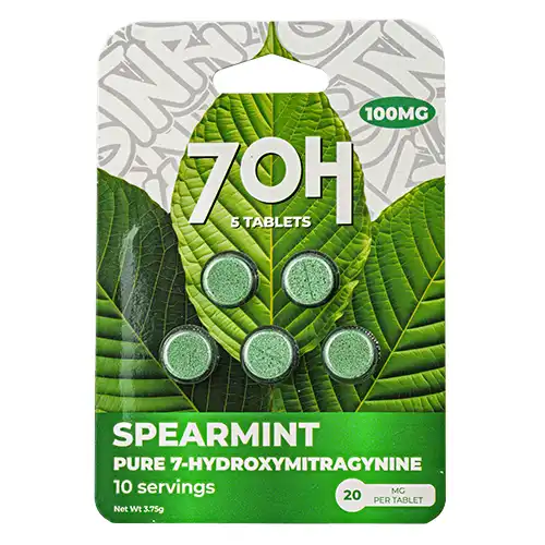 STNR Kratom Tablets 7OH Pure 7-Hydroxymitragynine Tablets (5-Pack) | Spearmint with Packaging
