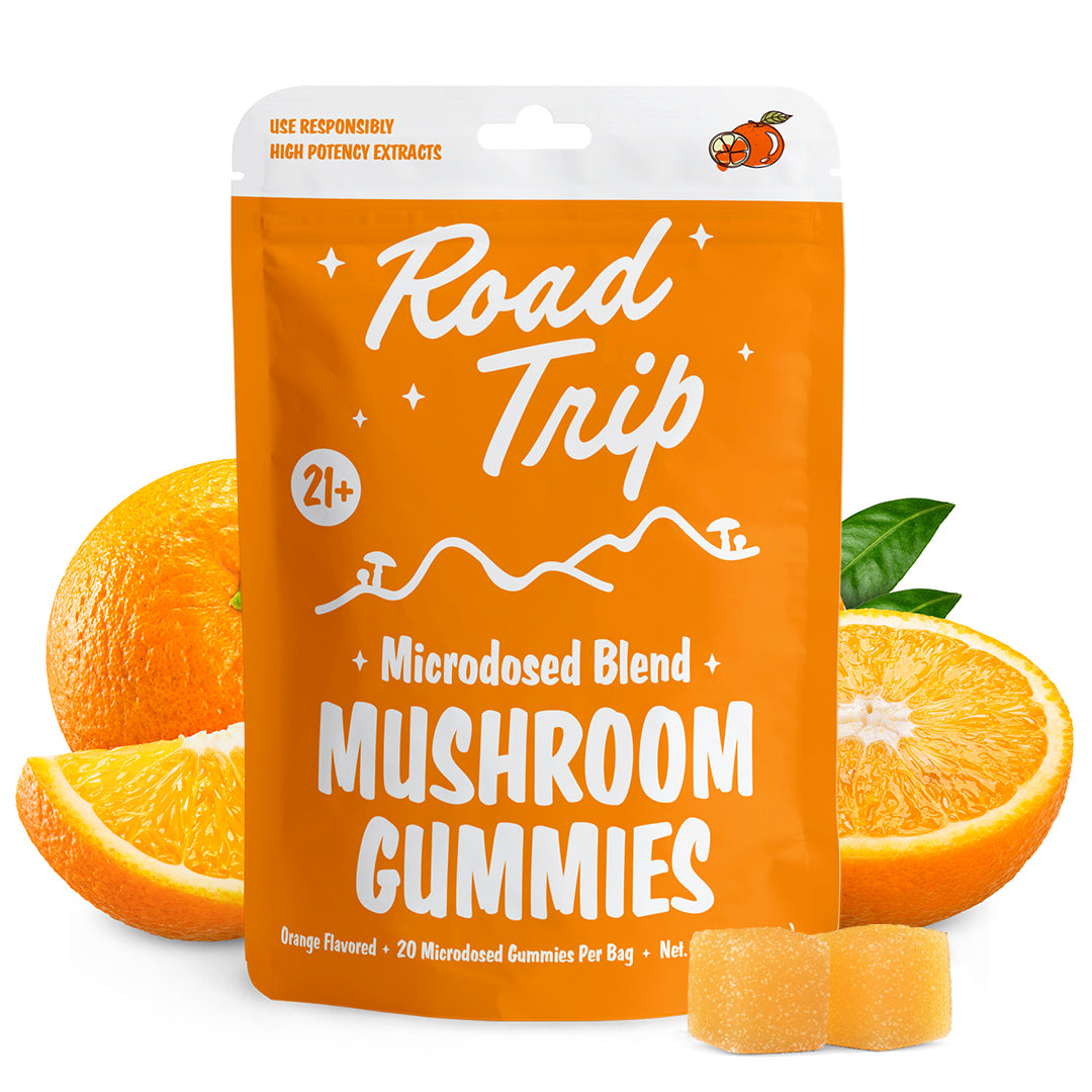 Road Trip Mushroom MICRODOSED Gummies 6ct Pouch - Orange