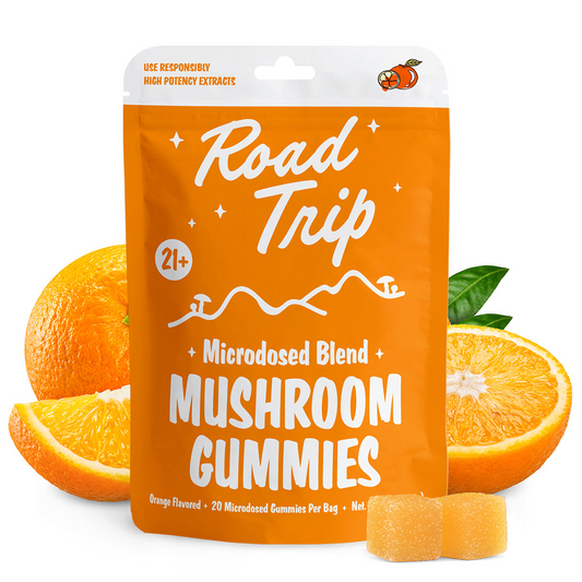 Road Trip Mushroom MICRODOSED Gummies 6ct Pouch - Orange