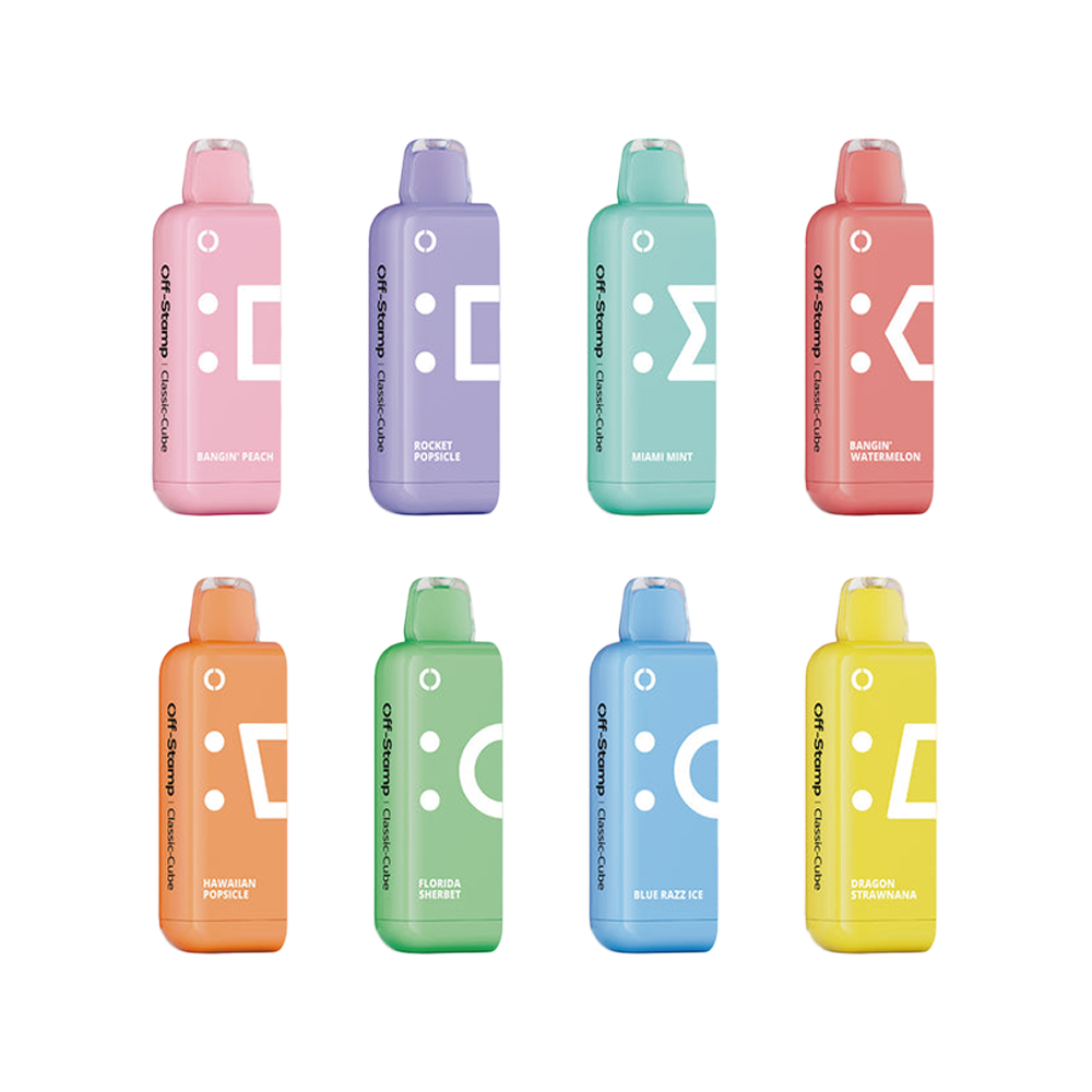 Off Stamp X Cube Disposable POD | 25000 Puff | 18mL | 50mg | MOQ 5 |  Group Photo