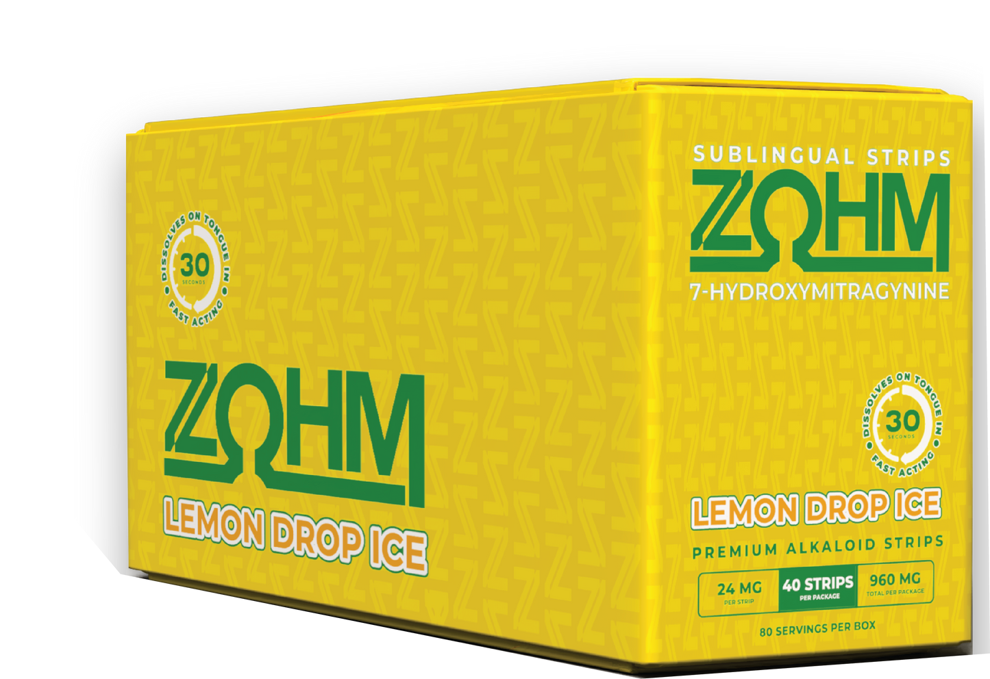 ZOHM 7-OH Sublingual Strips 10pc Display (4pc per pouch) - Lemon Drop Ice
