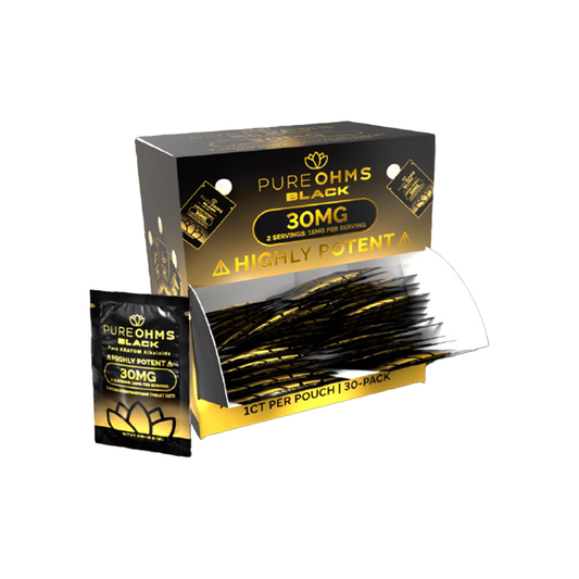Pure Ohms Kratom Loaded Display 30pc (30mg per pouch) - Black
