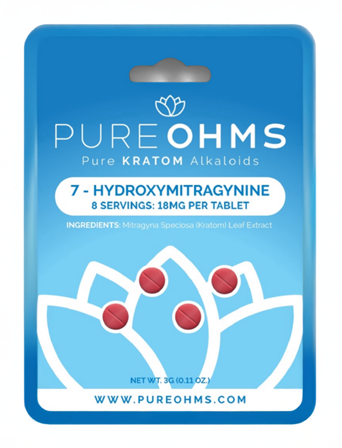 Pure Ohms Kratom Tablets 4pc (18mg per tablet) - Blue