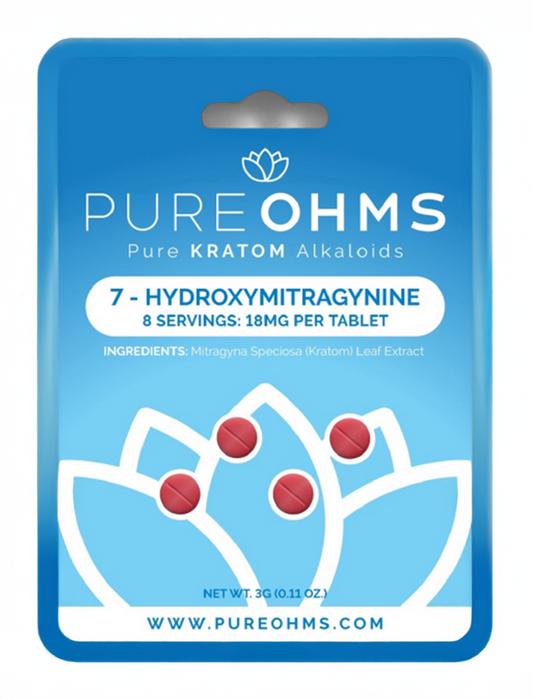 Pure Ohms Kratom Tablets 4pc (18mg per tablet) - Blue