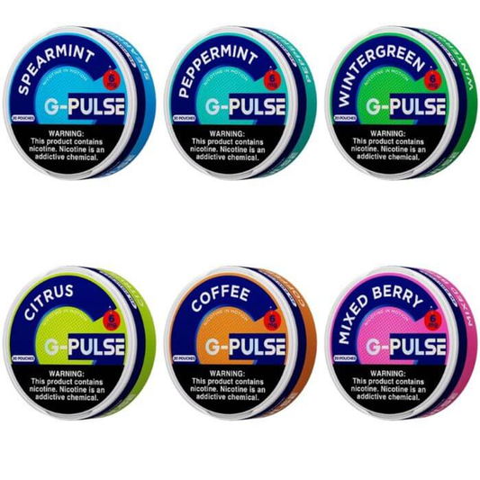 G Pulse Nicotine Pouches | DSPLY STAND 60pcs | 20ct Can| SAS | group photo
