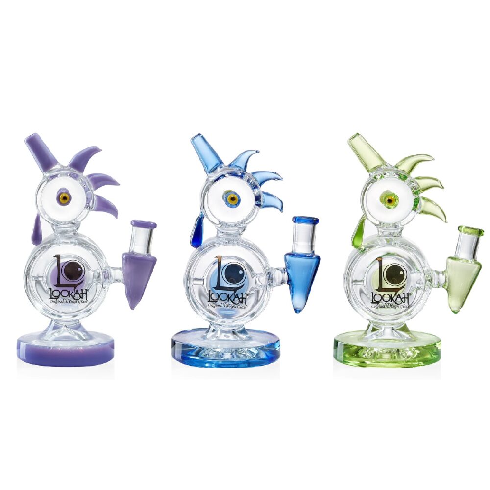 Lookah (Dab Rig) 8″ Mini Disc Percolator Rooster Glass Water Pipe (WPC1000) - Group Photo