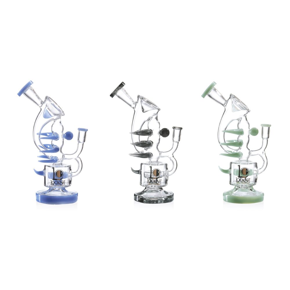 Lookah (Dab Rig) 11″ Recycler Double Chamber Spur Water Pipe (WPC1010) - Group Photo