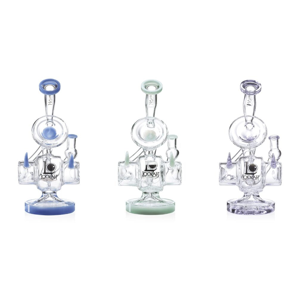 Lookah (Dab Rig) 11” Recycler Tripled Chamber Horn Water Pipe (WPC1011) - Group Photo