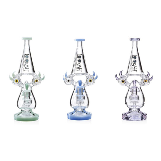 Lookah (Dab Rig) 12″ Recycler Color Rim Big Eyes Water Pipe (WPC1015) - Group Photo